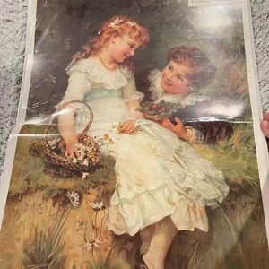 Lithograph SWEETHEARTS Vintage art 18”x25” 1890